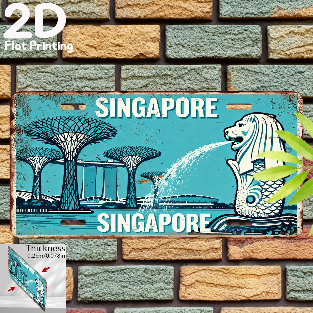 Home Office Singapore - Tin Sign - Singapore Merlion Gardens