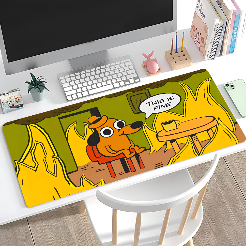 Home Office Keyboard And Mouse - This Is Fine Dog Dachshund Mousepad