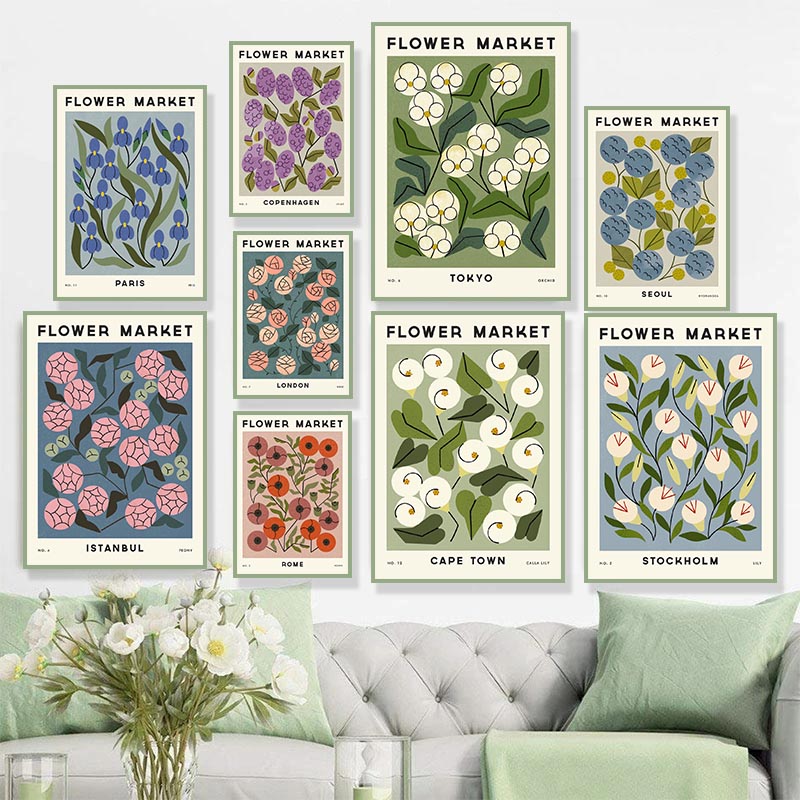 Home Office Gif - Modern Flowers Posters Pictures Abstract Canvas