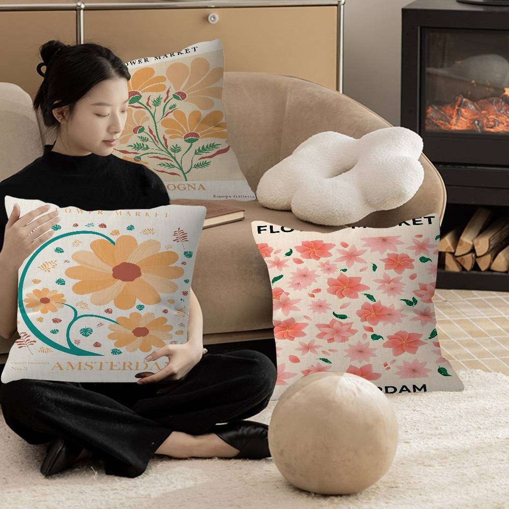 Home Office Marketing - Flower Market Aat Office Cushion Pillowcase