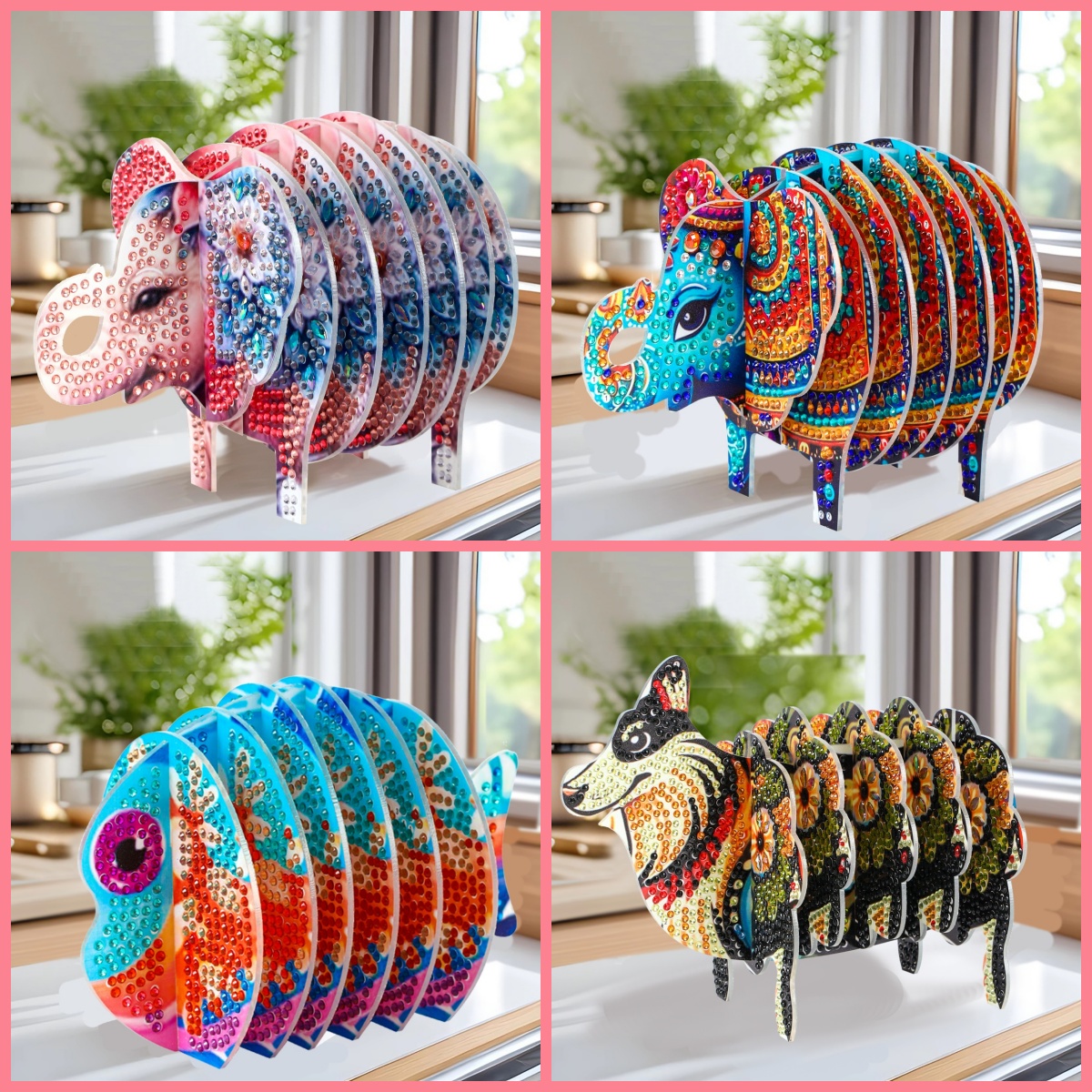 Home Office Bagas - 1-Piece Diamond Painting kit coaster animal