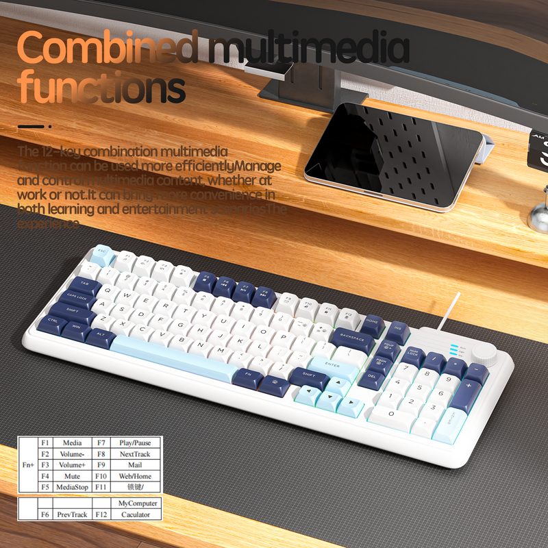 Home Office For Mac - Wired Silent Waterproof Keyboard Set With