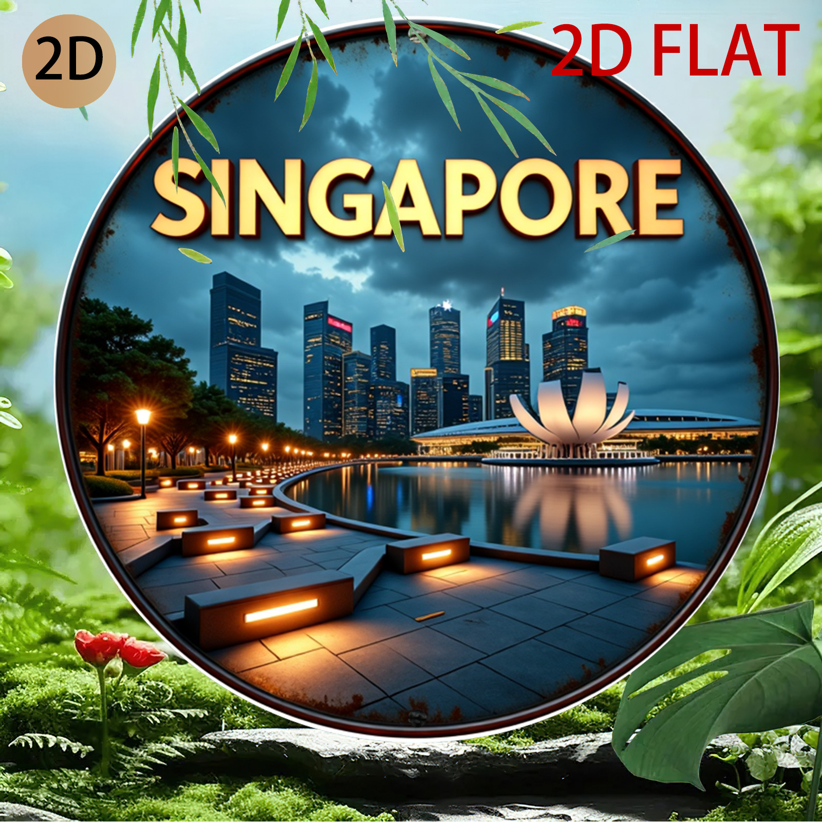 2D Flat Circular City Skyline  – Home Office Singapore Bewertung und Preis