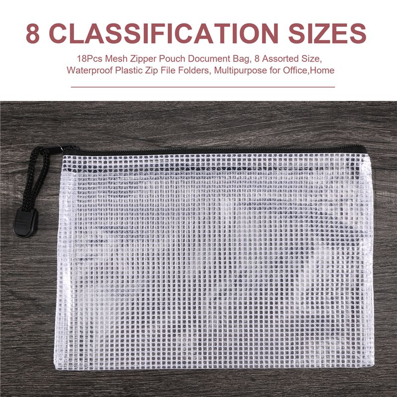 18Pcs Mesh Zipper Pouch Docume – Home Office Bagas Bewertung und Preis