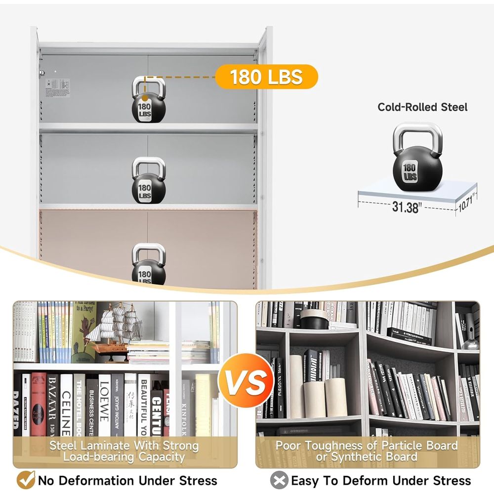 70.87 Tall Metal Bookshelf, 5- – Home Office Free Bewertung und Preis