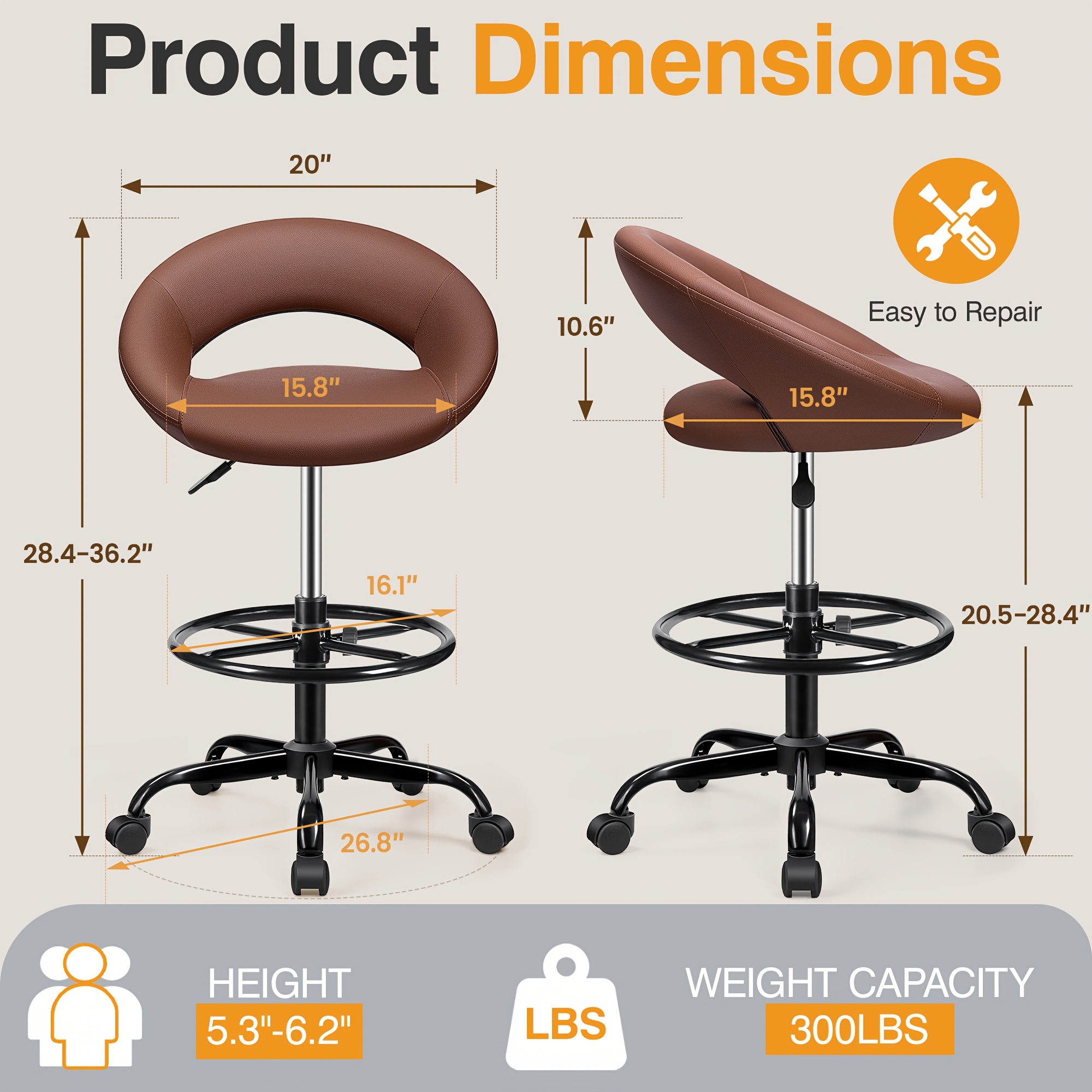 Ergonomic Drafting Chair - PU  – Home Office Free Bewertung und Preis
