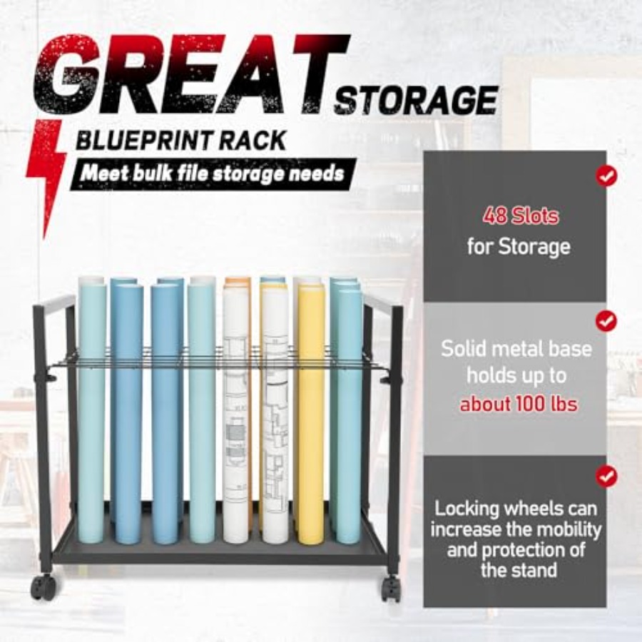 Blueprint Storage Rack 48 Slot – Home Office Architecture Bewertung und Preis