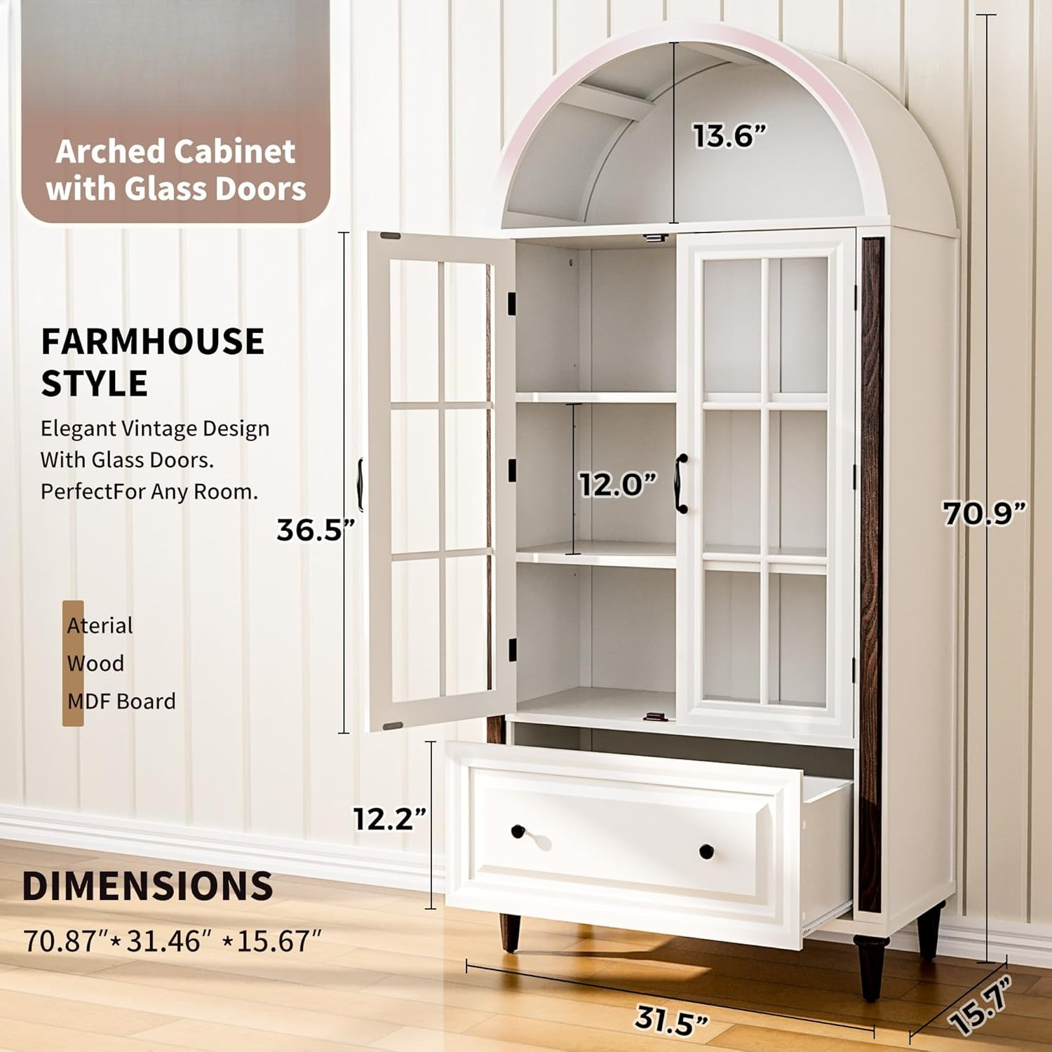 71” Handcrafted Arched Bookcas – Home Office Free Bewertung und Preis