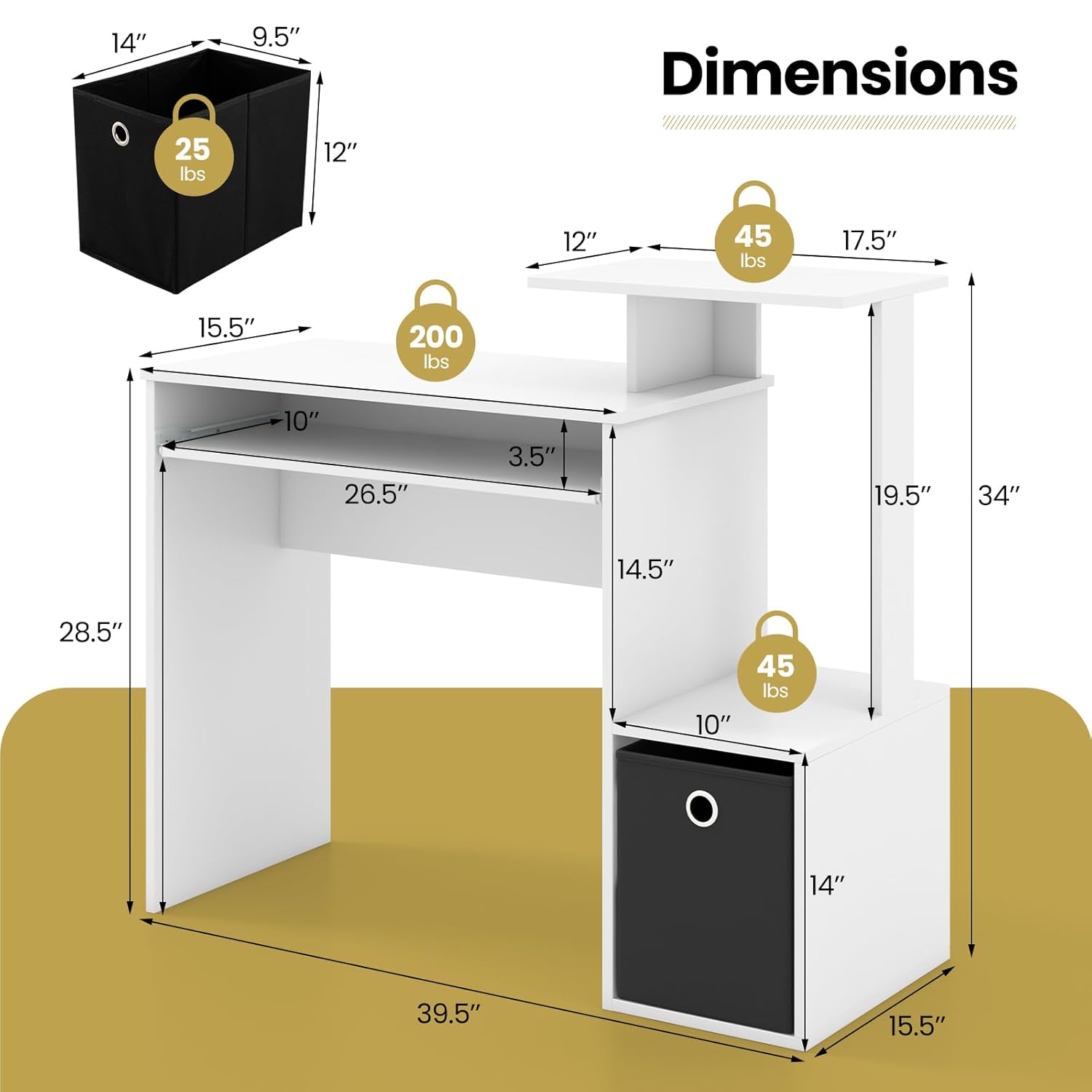 Computer Desk with Fabric Draw – Keyboard Tray Under Desk Bewertung und Preis