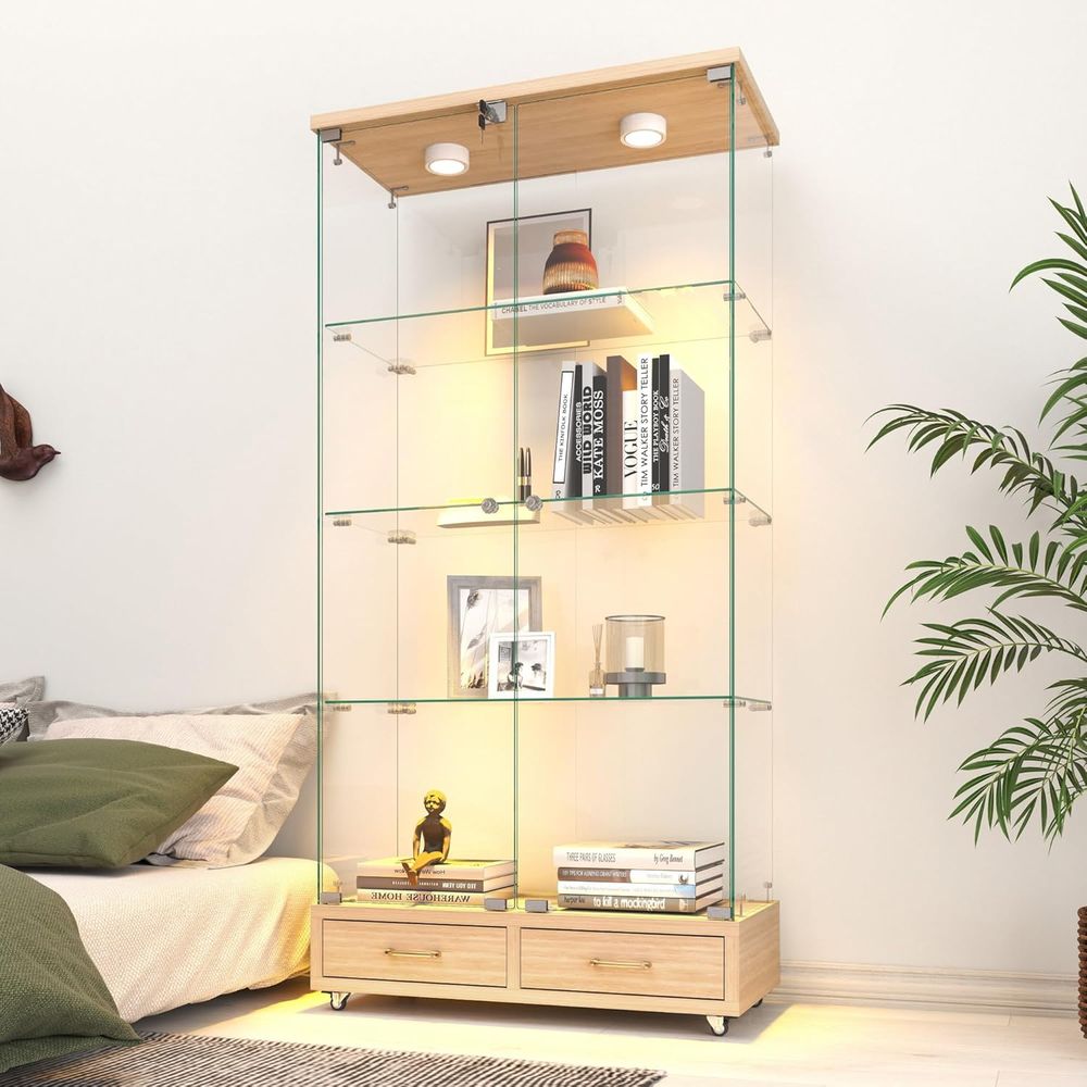 4-Tier Glass Cabinet with LED  – Home Office Free Bewertung und Preis
