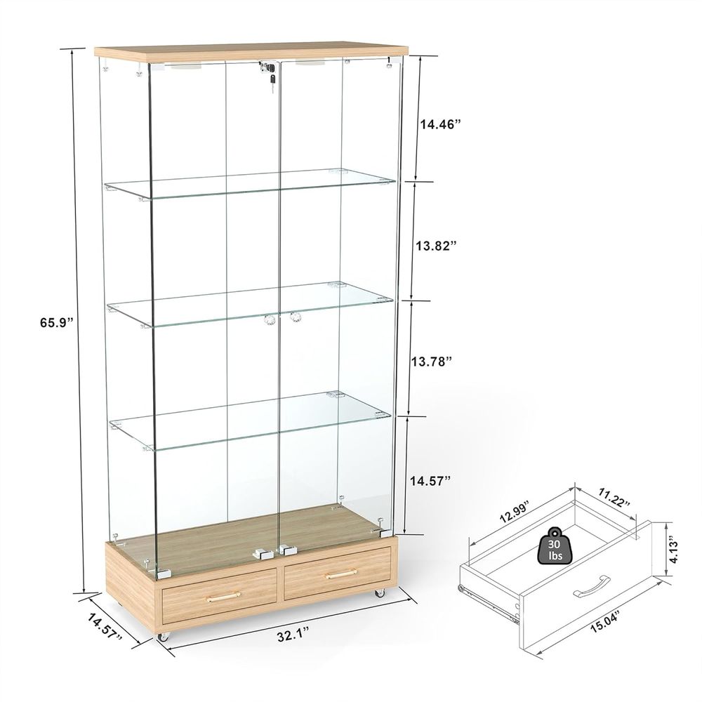 4-Tier Glass Cabinet with LED  – Home Office Free Bewertung und Preis
