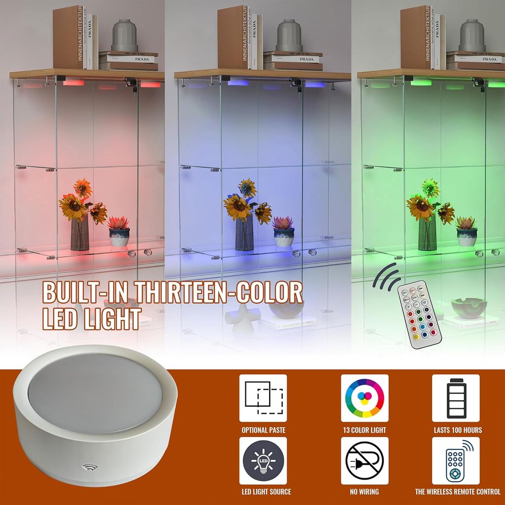 4-Tier Glass Cabinet with LED  – Home Office Free Bewertung und Preis