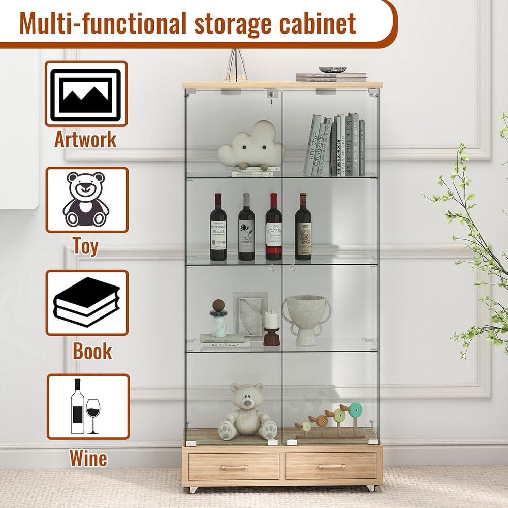 4-Tier Glass Cabinet with LED  – Home Office Free Bewertung und Preis