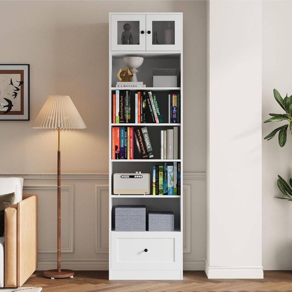 7-Tier Glass Door Bookcase, 85 – Home Office Free Bewertung und Preis