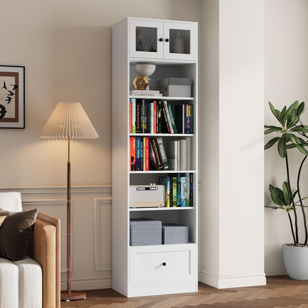 7-Tier Glass Door Bookcase, 85 – Home Office Free Bewertung und Preis