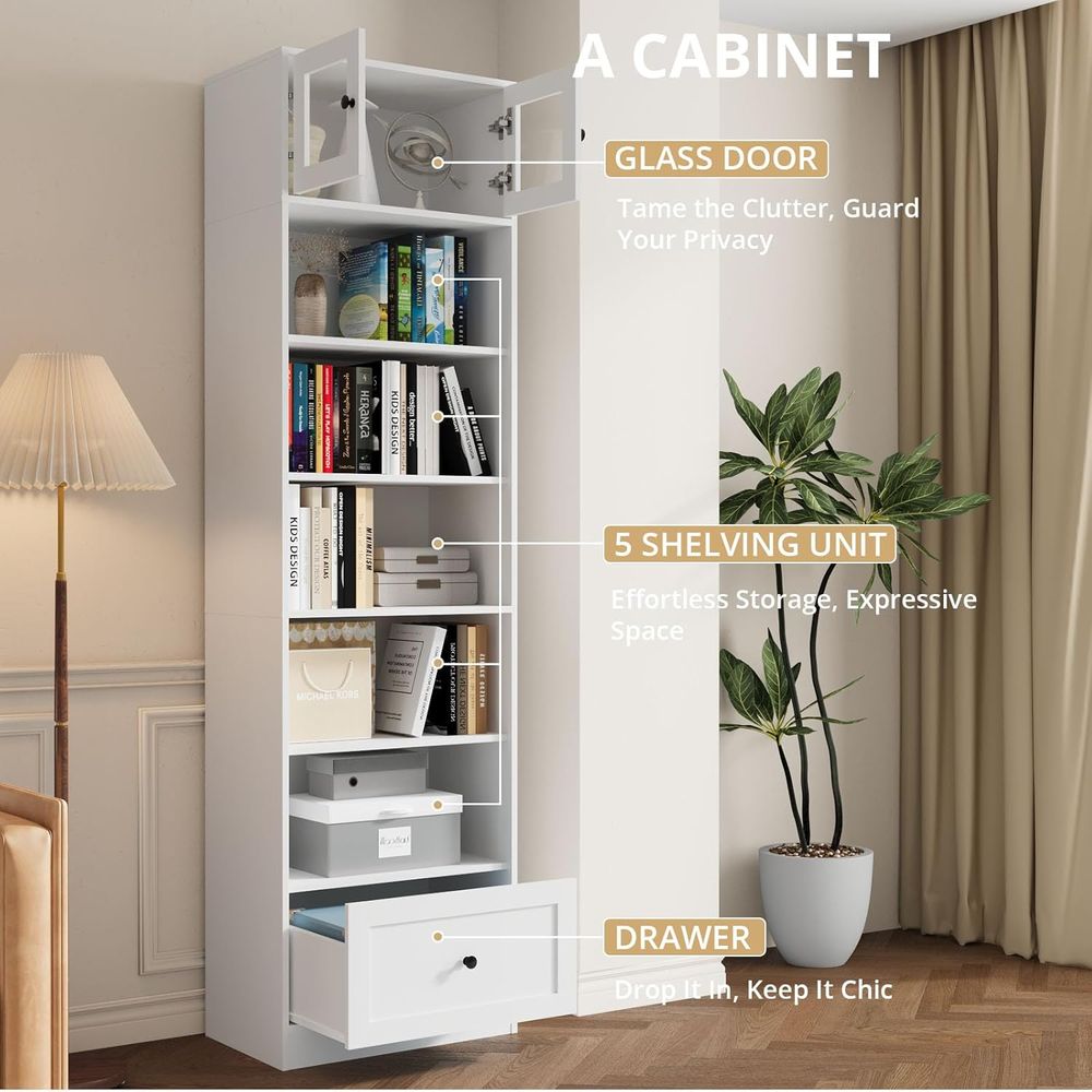 7-Tier Glass Door Bookcase, 85 – Home Office Free Bewertung und Preis